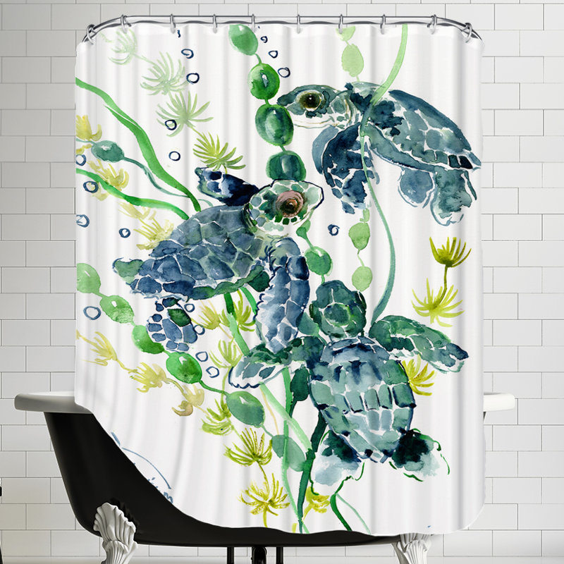 East Urban Home Thee Sea Turtles Single Shower Curtain & Reviews Wayfair